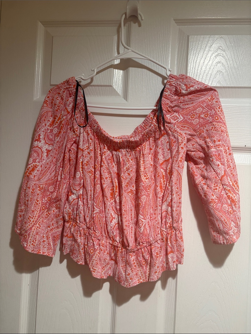 Pink Paisley Off-Shoulder Women’s Top